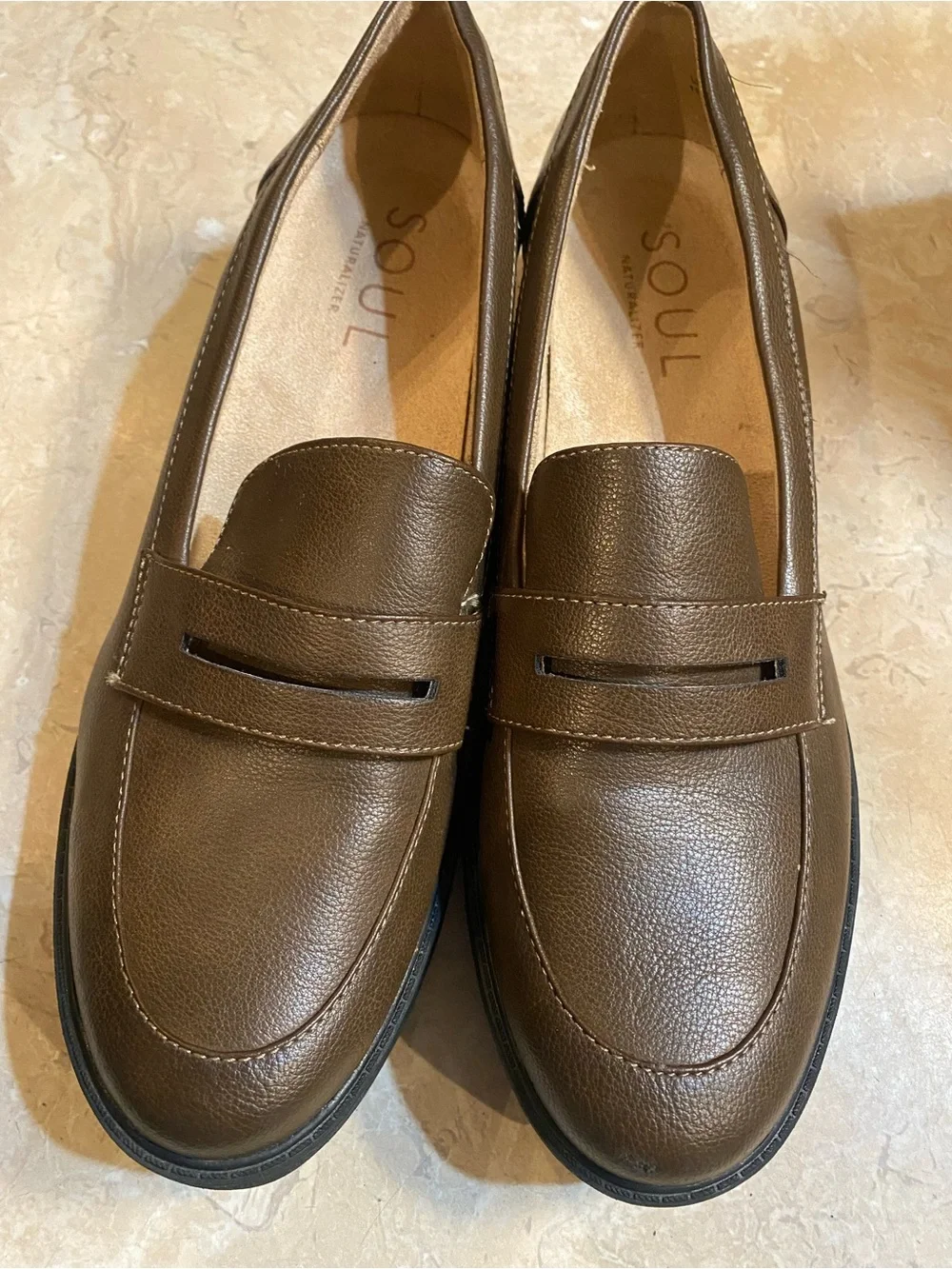 SOUL Naturalizer Women’s  Brown Leather Slip-On Loafers